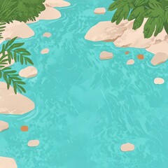 Tranquil Stream, Serene Escape: A Summer's Day by the Crystal-Clear Water