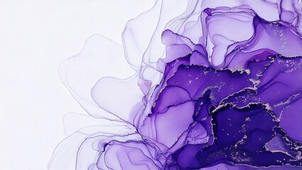 Fototapeta premium 高級感のある薄くて淡いアルコールインクアート バイオレット マーブル模様 余白あり 背景素材 チラシ・バナー・動画素材 16:9サイズ AI生成素材