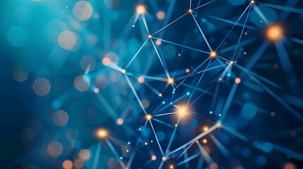 Fototapeta premium Abstract Network Connection: Digital Nodes and Lines in a Deep Blue Background