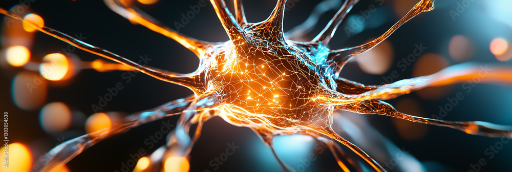 Poster an intricate network of abstract neural connections pulsates with movement, showcasing vibrant data 
