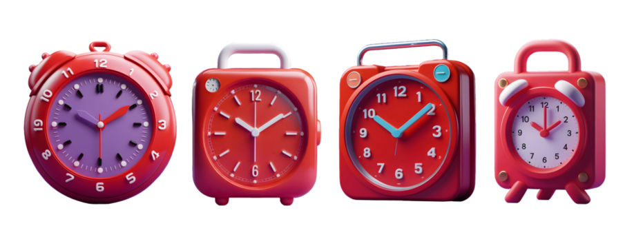 3d Red clock icon on transparent background. - Powered by Adobe