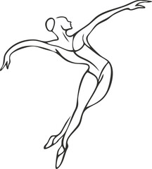 Elegant line art of a ballet dancer in a graceful pose.