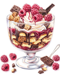 chocolate ice cream with berries, Generative AI