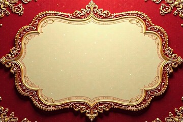 Intricate gold and red design on traditional Indian wedding invitation card, culture, Indian