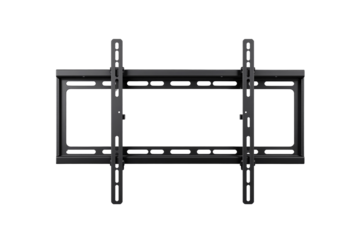 Black TV wall mount bracket, realistic style, white background, concept of home entertainment. Ai generative