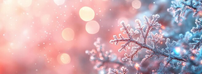 Naklejka premium Winter holiday bokeh lights design with blue snowflakes