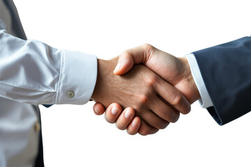 Handshake of business people, photo style, on white background, concept of partnership. Ai generative