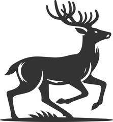 A deer startled, ears perked and body tense animal silhouette vector