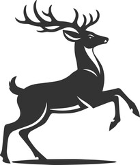 A deer startled, ears perked and body tense animal silhouette vector