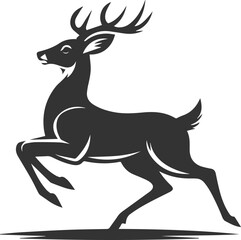 A deer startled, ears perked and body tense animal silhouette vector