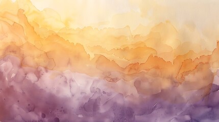Abstract Watercolor Landscape: Golden Hues and Lavender Shadows