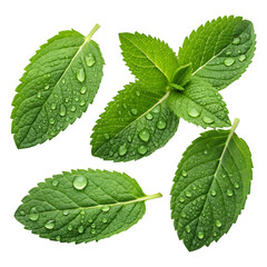 Fresh Mint Leaves: High-Res Image on trasparent background
