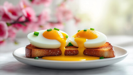 Obraz premium Perfect Soft-Boiled Egg on Toast – A Delicious and Easy Breakfast Idea