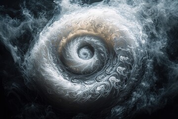 Mysterious swirling smoke vortex in dark atmosphere