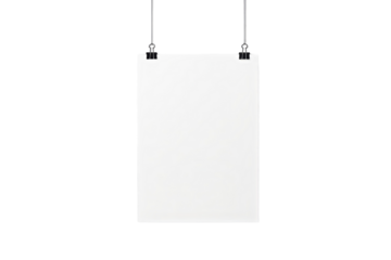 Paper sheet with binder clips, minimal style on white background. Concept of presentation. Ai generative