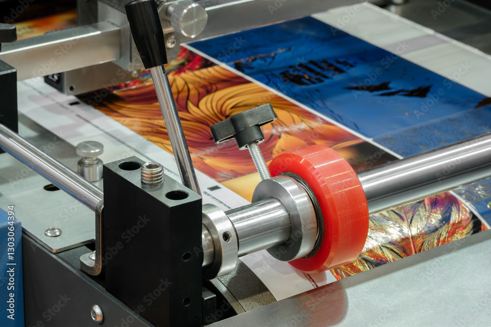 Poster A machine is printing a colorful image on a piece of paper.  machine is using a special type of ink to create the image