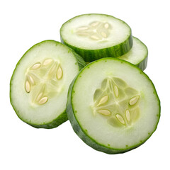 Fresh Sliced Cucumber on trasparent background