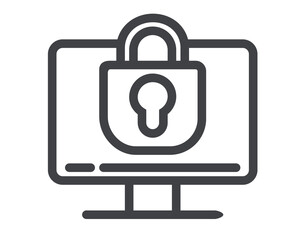Internet cyber security isolated line web icon. Vector flat graphic design cartoon