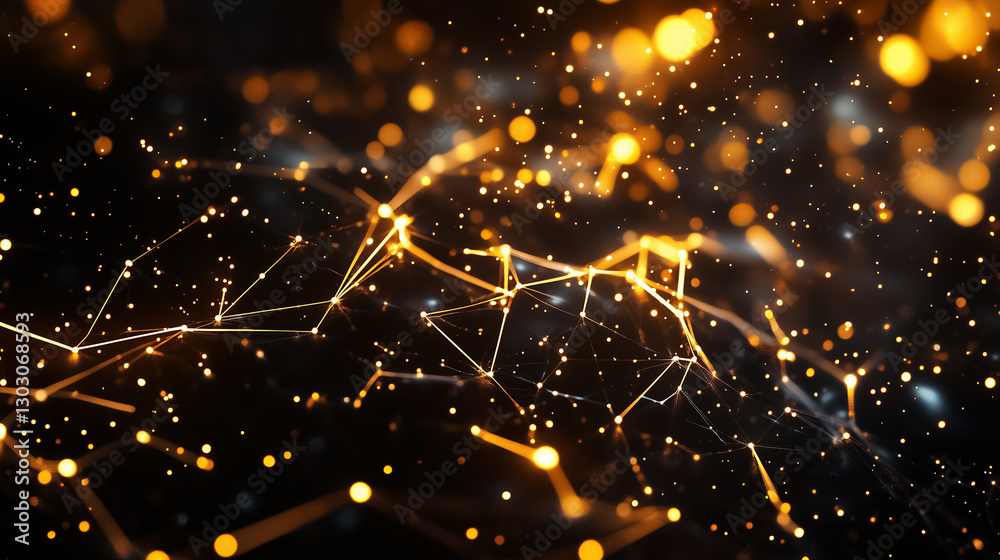 Poster bright, interconnected lines and points create a mesmerizing display of a neural network, radiating 