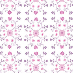 seamless pattern with pink flowers