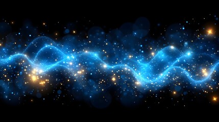 Abstract glowing waves, dark background