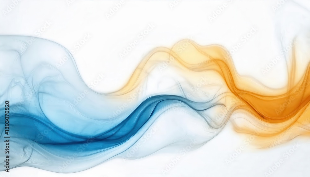 Fototapete fluid abstract waves in blue and orange with soft light effects, dynamic motion background for digital art and modern design

