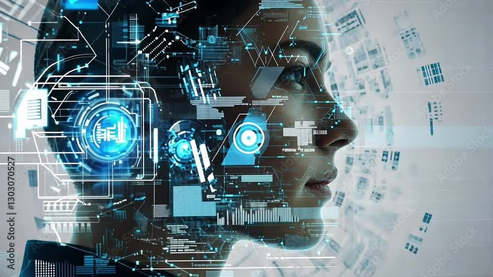Poster advanced cyber forecaster using a neural interface to detect cyber anomalies, isolated on a solid wh