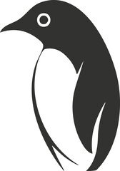 Fototapeta premium Minimalist black and white penguin silhouette icon design.