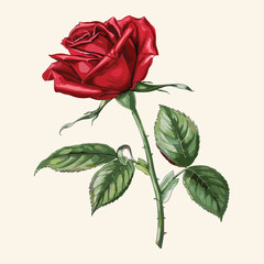elegant illustration of rose on white background