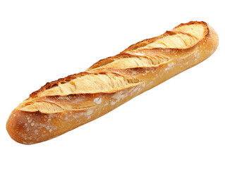 baguette with a golden crust and soft interior, displayed against a transparent background.