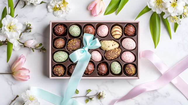 Assorted chocolates and sweets gift box for celebration and luxury indulgence