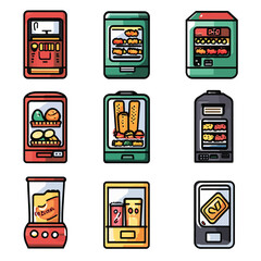 Cartoon Vending Machines Offering Food and Drinks with Modern Designs