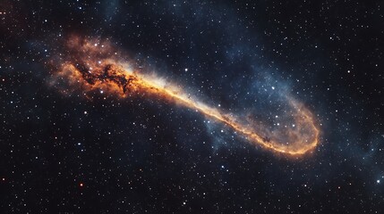Fototapeta premium A comet with a long, radiant tail streaking across the backdrop of a dense starfield