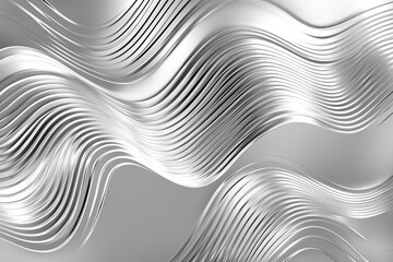 Silver waves texture. Gray shiny background. Holographic foil. Abstract chrome waves background. Modern design. 