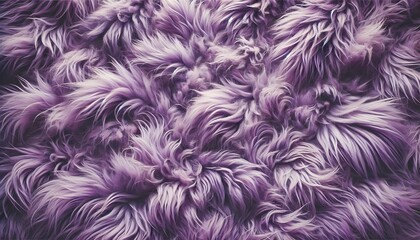 Purple fur texture top view. Shaggy fur texture. Wool texture. Sheep fur close up. Close up of purple wool carpet