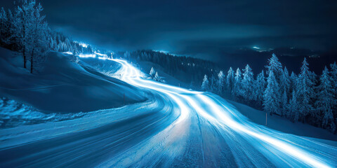 Night Skiing Under the Stars – Illuminated Trails in a Winter Mountain Resort