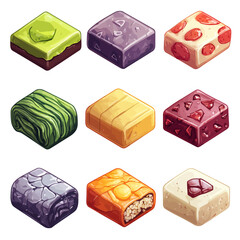 Isometric Dessert Cubes Illustration: Colorful Food Tiles, Sweet Treats