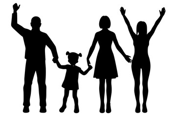 Fototapeta premium Family silhouettes, Happy family silhouette set 