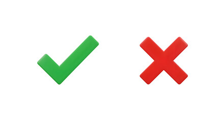 Green Check Mark And Red Cross Icons Indicating Approval And Rejection On A Transparent Background PNG.