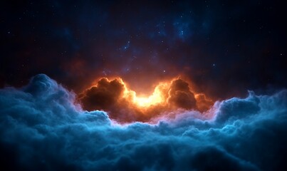 Fototapeta premium Cosmic Cloudscape, Fiery Dawn