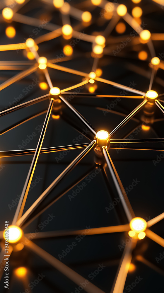 Poster a captivating grid of glowing nodes linked by delicate lines illuminates the concept of artificial i