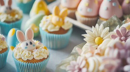 Colorful Easter cupcakes and desserts for spring holiday celebration
