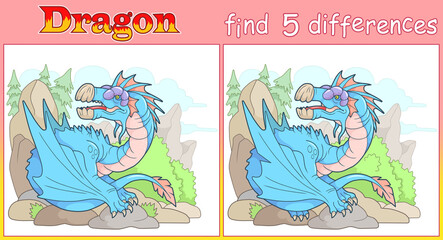 mythological ancient dragon, find five differences