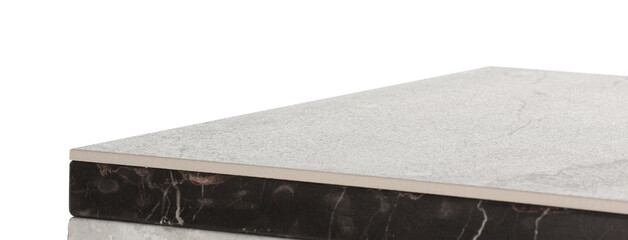 Grey marble table isolated on white. Space for design