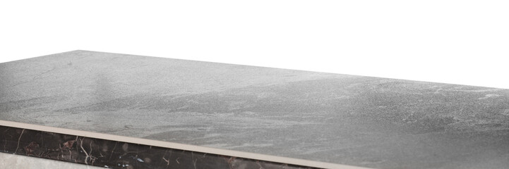 Grey marble table isolated on white. Space for design