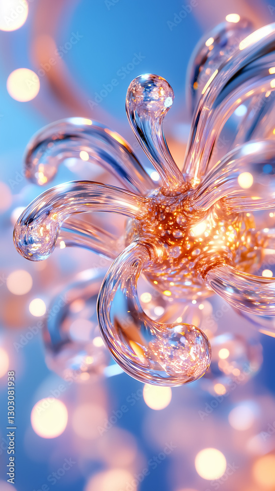 Poster an intricate 3d fractal structure emerges, showcasing iridescent translucent elements that mimic org