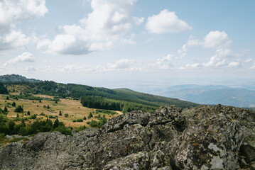 Summer Green Mountain Landscape with Cloudy Sky .Vitosha Mountain ,Bulgaria .