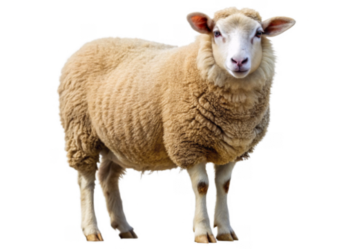 Sheep isolated on a transparent background.