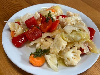 Pickle with cauliflower, cabbage, carrots and red pepper