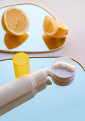 Vitamin C face serum with orange fruit